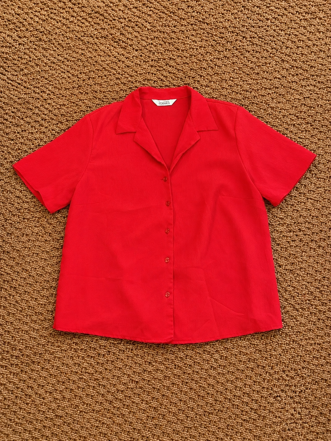 BHS Classics Red Textured Collared Button Front Shirt Blouse UK 16