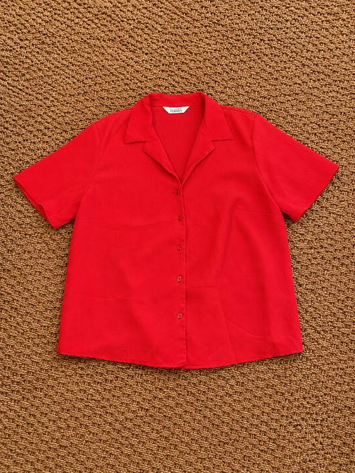 BHS Classics Red Textured Collared Button Front Shirt Blouse UK 16