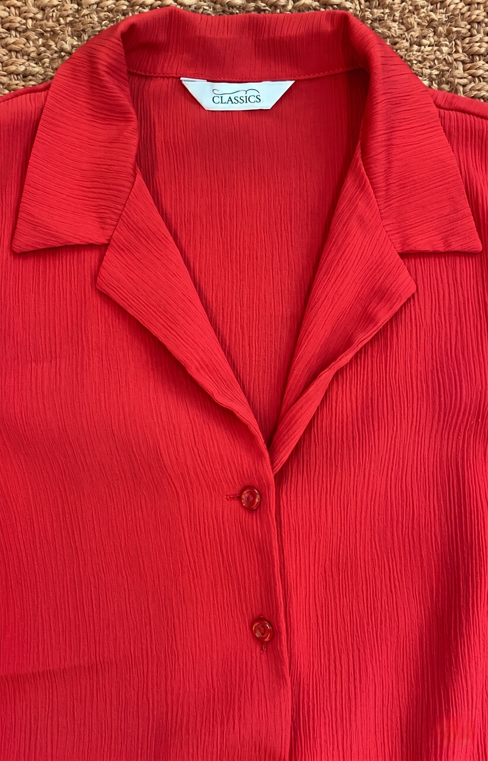 BHS Classics Red Textured Collared Button Front Shirt Blouse UK 16