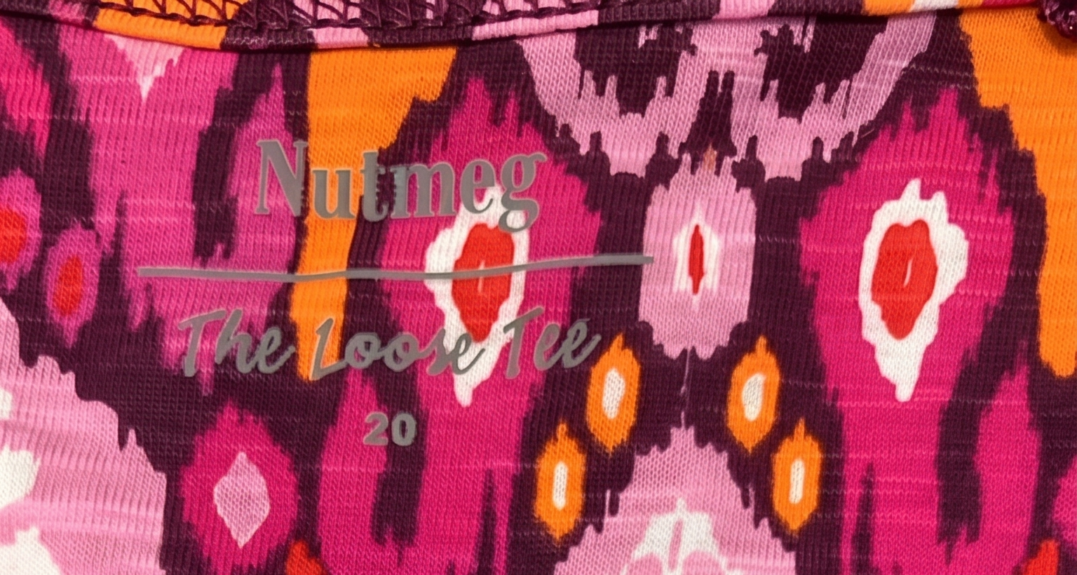 Nutmeg The Loose Tee Pink Purple Geometric Print Top UK 20
