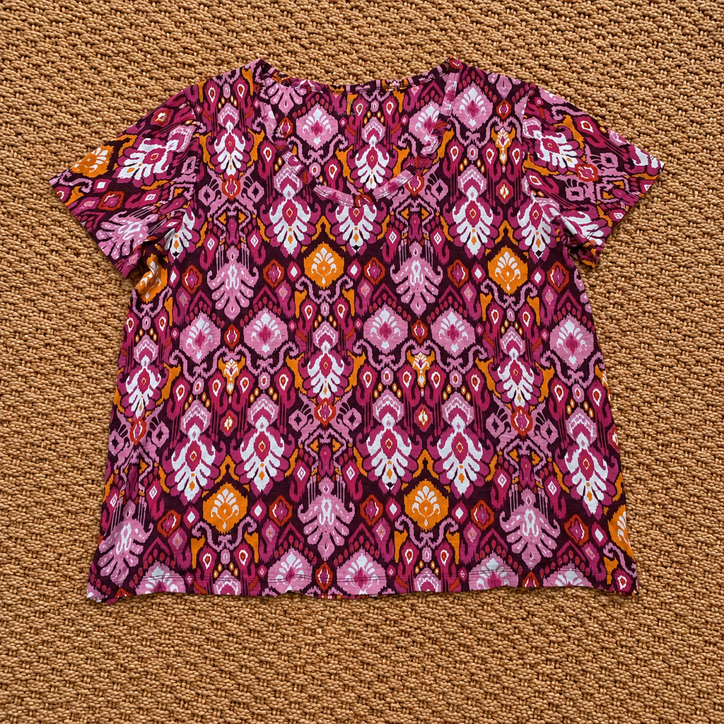 Nutmeg The Loose Tee Pink Purple Geometric Print Top UK 20