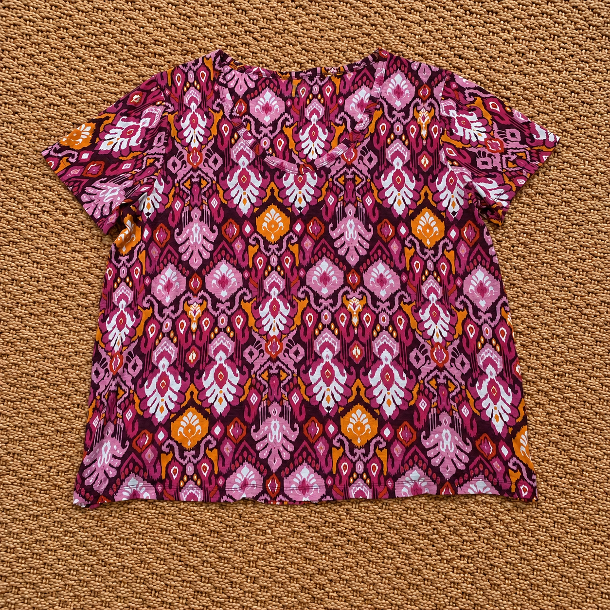 Nutmeg The Loose Tee Pink Purple Geometric Print Top UK 20