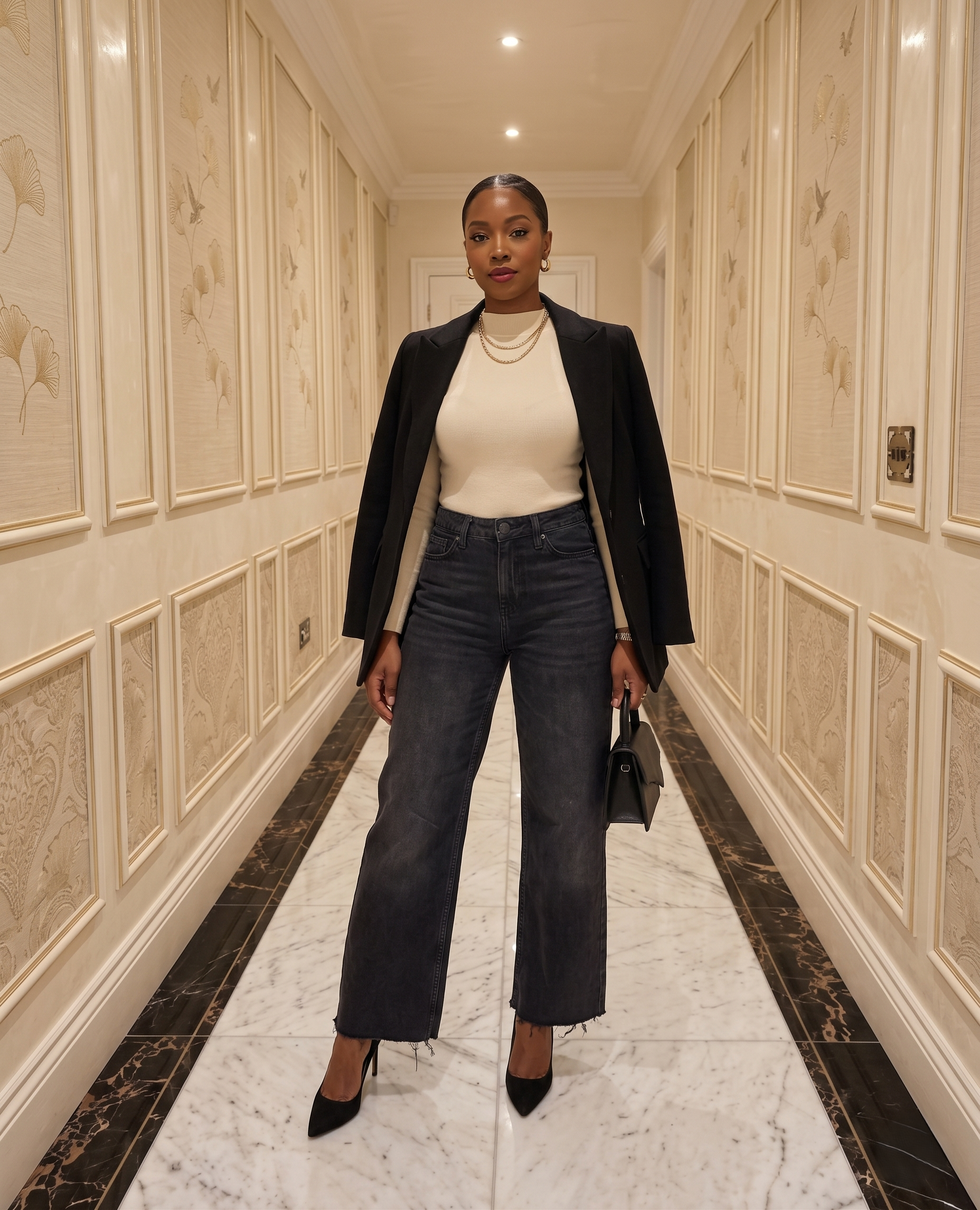 Denim Co Black Washed Wide Leg Jeans UK 8 EU 36