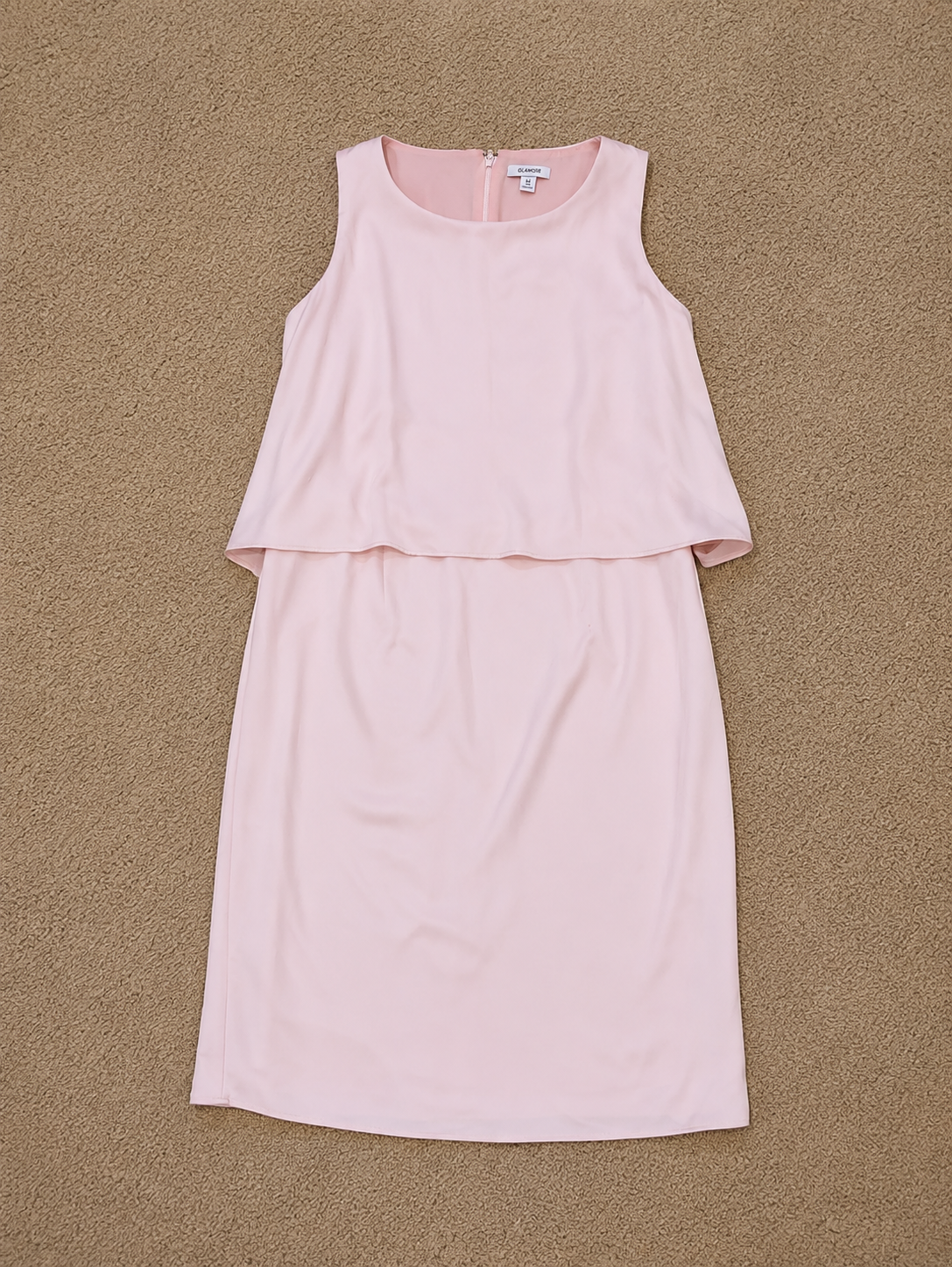 Glamour Blush Pink Layered Overlay Midi Dress UK 14 Occasion Wedding Guest
