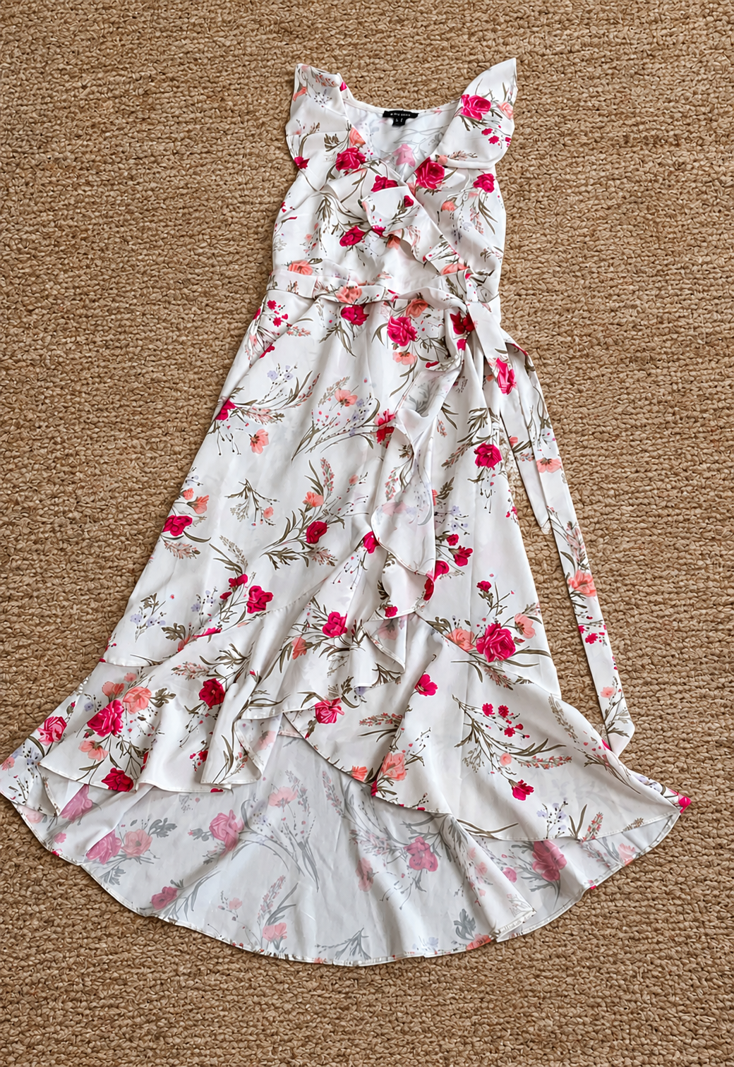 New Look Floral Wrap Style High Low Midi Dress UK 12 Wedding Guest Occasion Dress