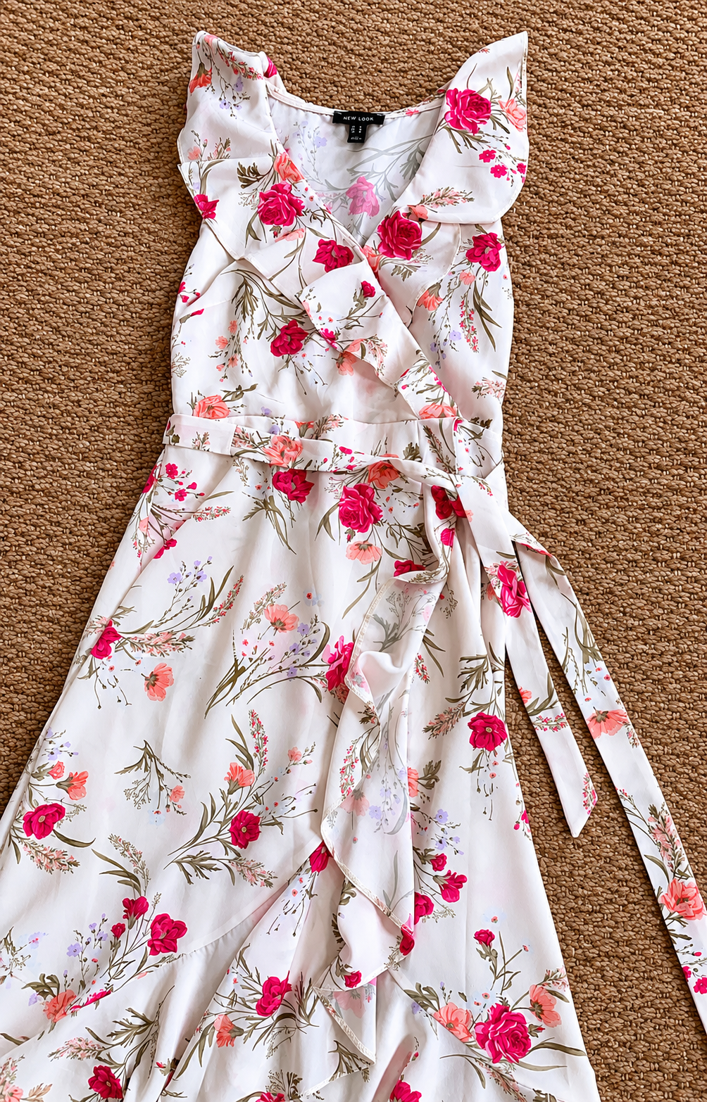 New Look Floral Wrap Style High Low Midi Dress UK 12 Wedding Guest Occasion Dress