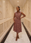 Peacocks Coral Leopard Print Sleeveless Shirt Dress Belted Midi UK 12