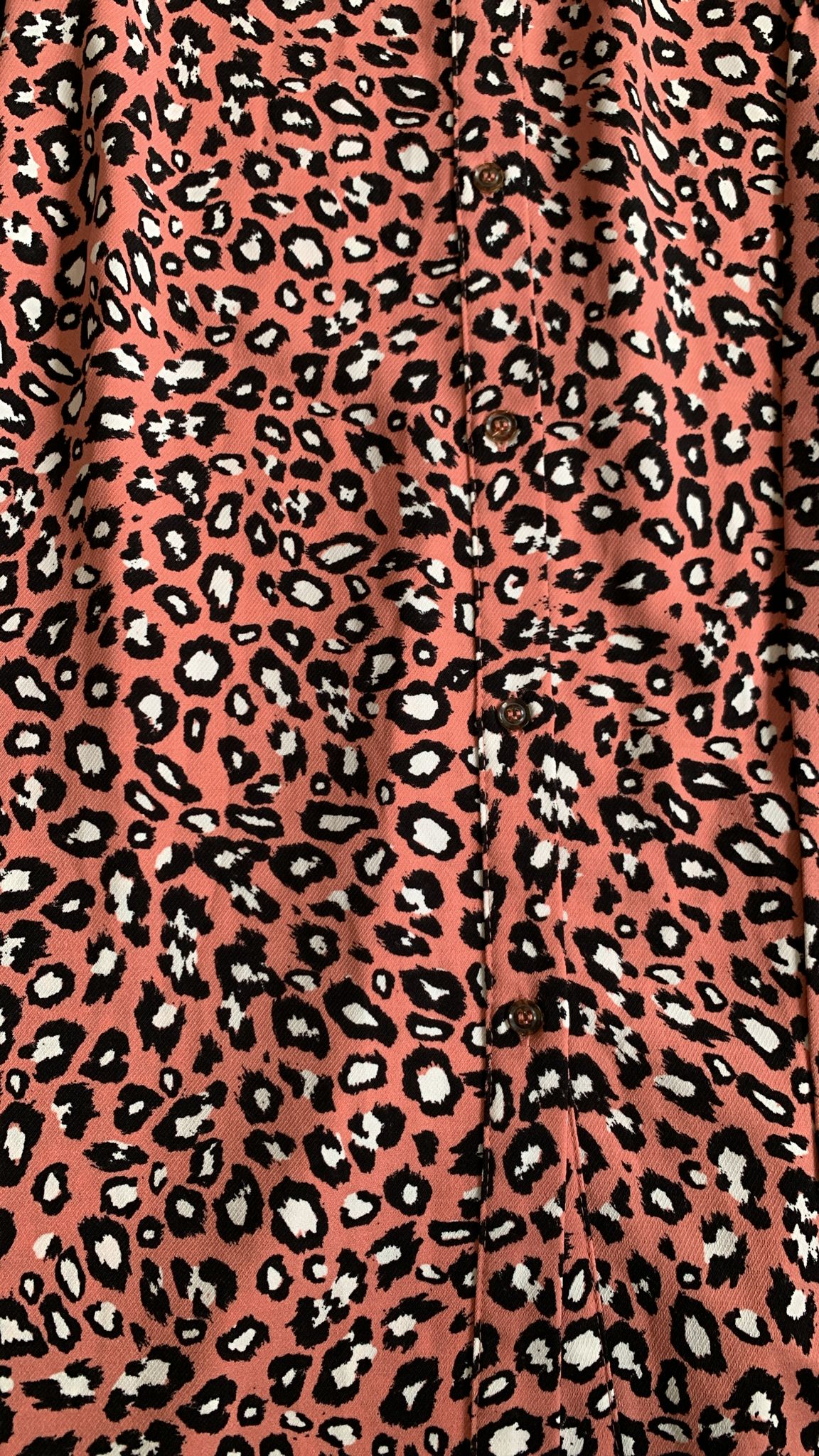 Peacocks Coral Leopard Print Sleeveless Shirt Dress Belted Midi UK 12