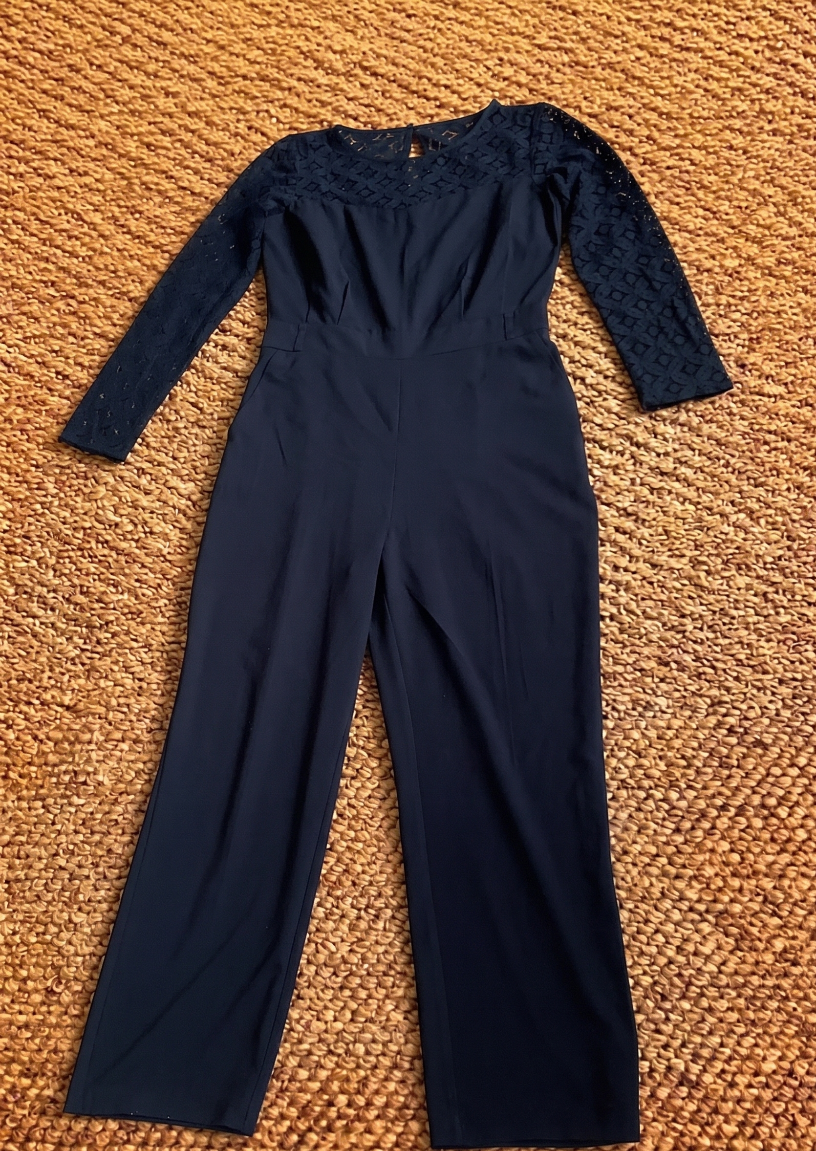 Next Tall Black Lace  Wide Leg Jumpsuit UK 14