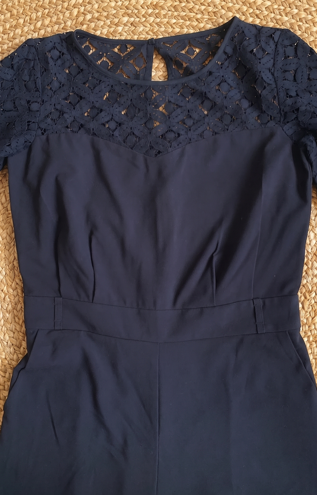 Next Tall Black Lace  Wide Leg Jumpsuit UK 14