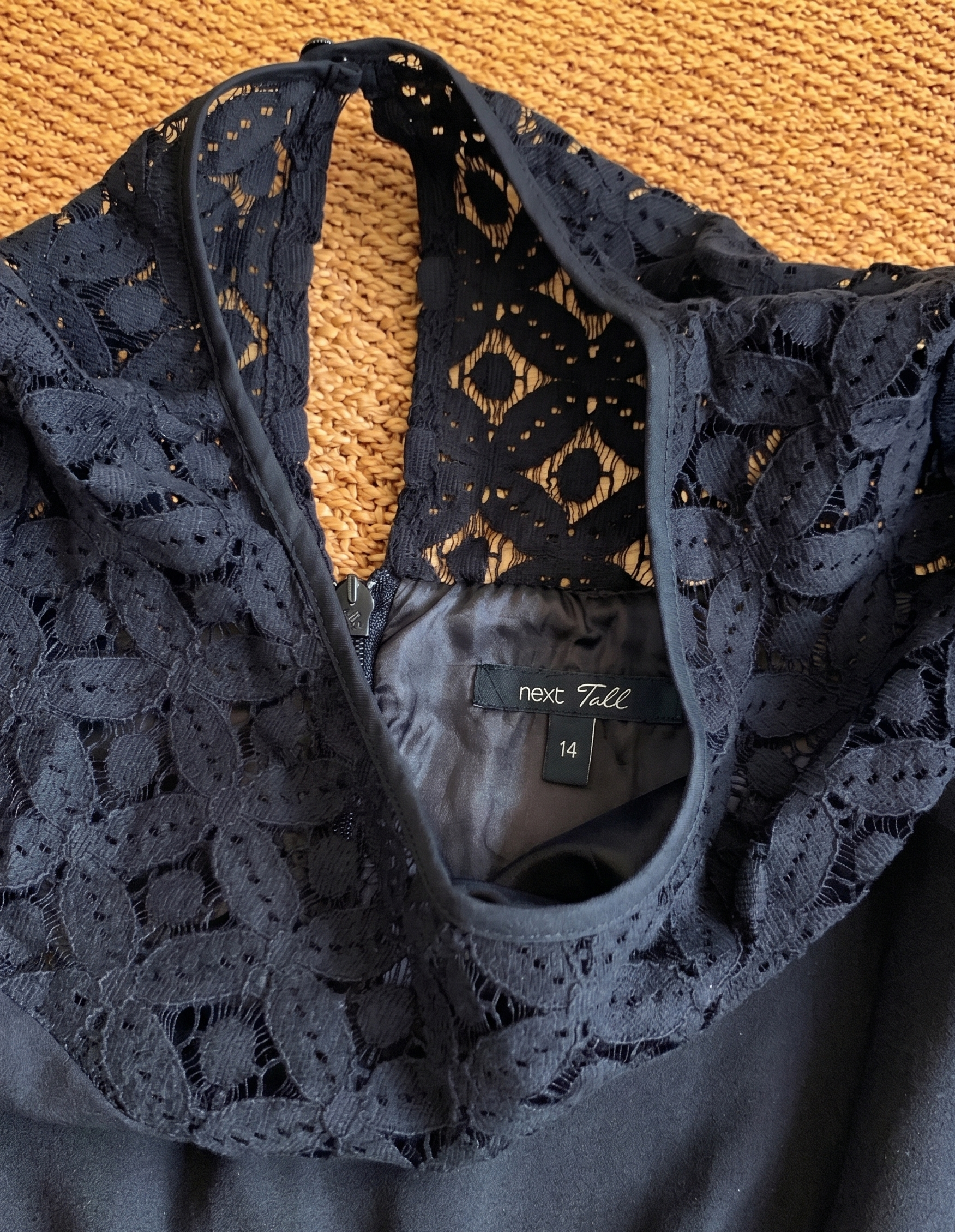 Next Tall Black Lace  Wide Leg Jumpsuit UK 14