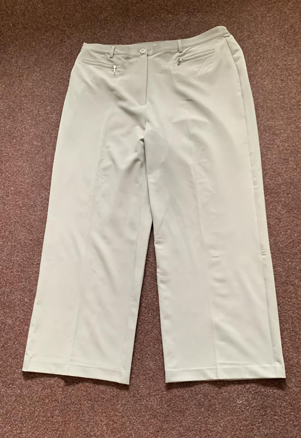 Damart Light Grey Elasticated Back Waist Wide Leg Smart Trousers UK 20