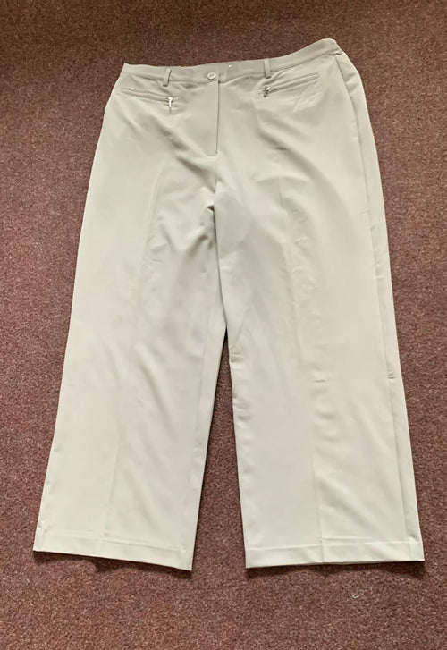 Damart Light Grey Elasticated Back Waist Wide Leg Smart Trousers UK 20