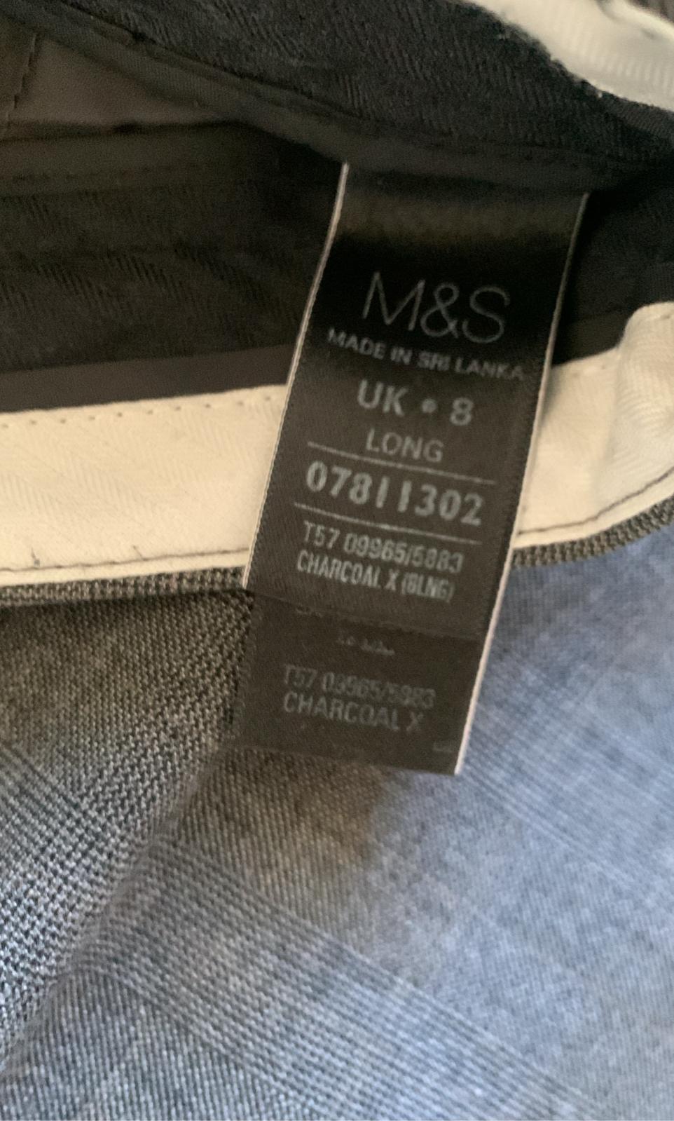M&S Collection Charcoal Grey Smart Office Trousers UK 8 Long Tailored Workwear
