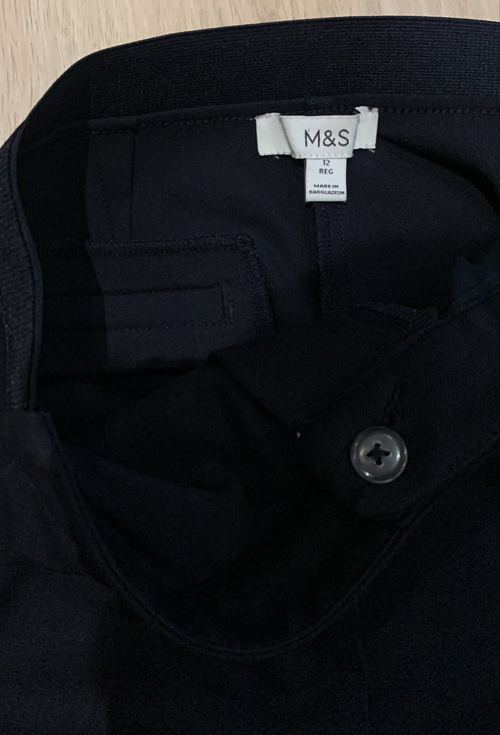 M&S Navy Blue Straight Leg Work Trousers UK 12 Regular
