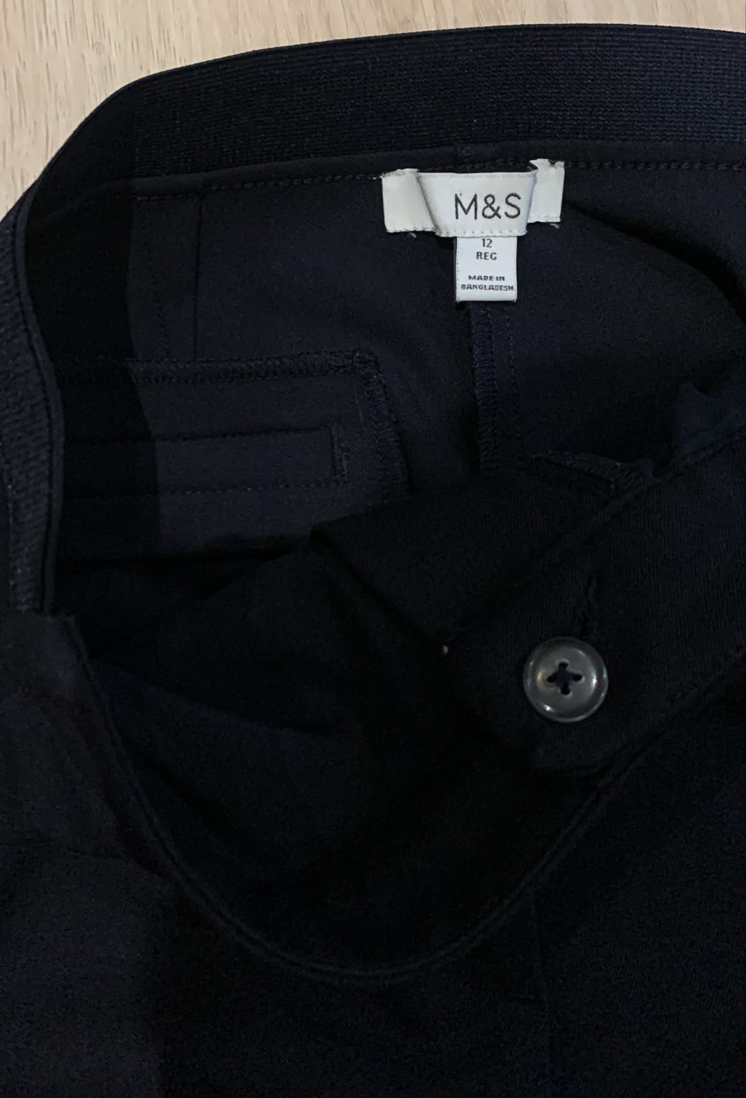 M&S Navy Blue Straight Leg Work Trousers UK 12 Regular